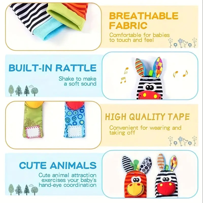 Toddler Entertainment -  Stuffed Plushies - For Wrists and Feet  - 4pcs